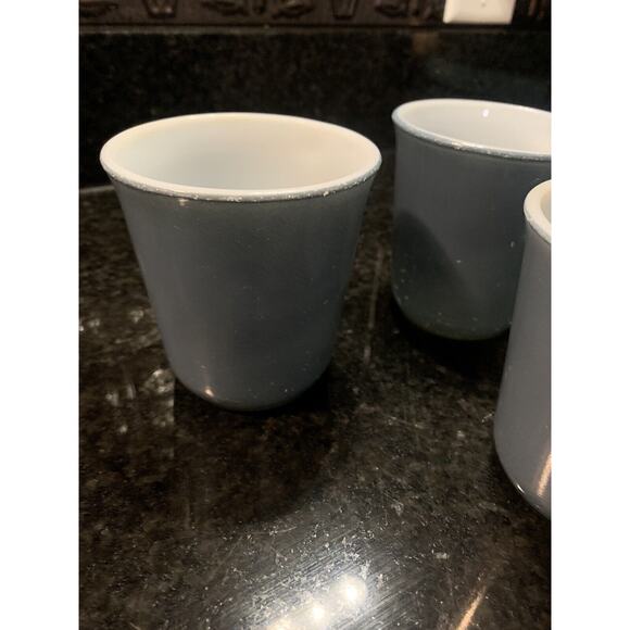 Corning PYREX Slate BLUE MILK GLASS Coffee Cups Mugs set of 3 Vintage - Picture 3 of 8